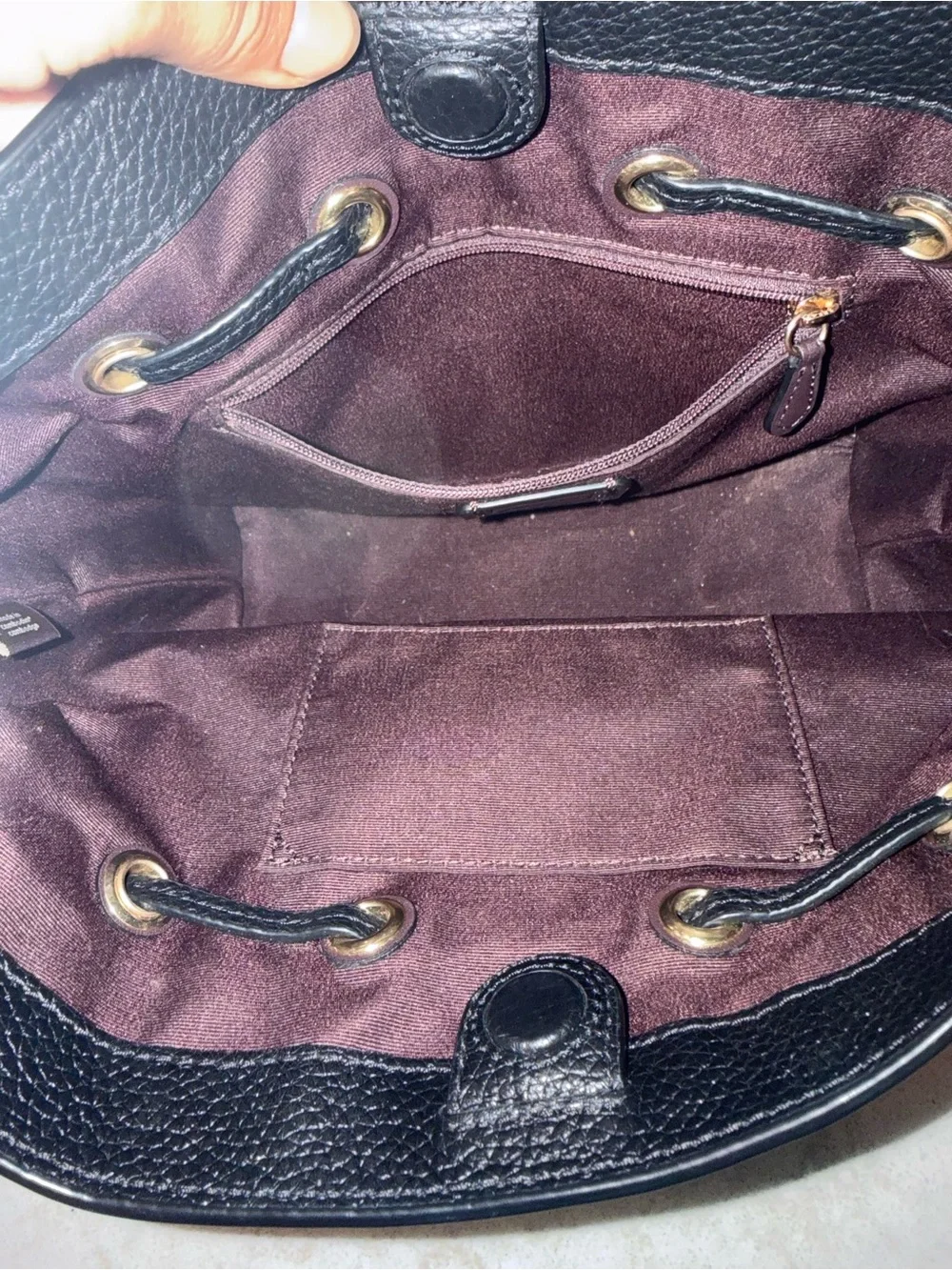 Coach Black Leather Drawstring Shoulder Bag Authentic